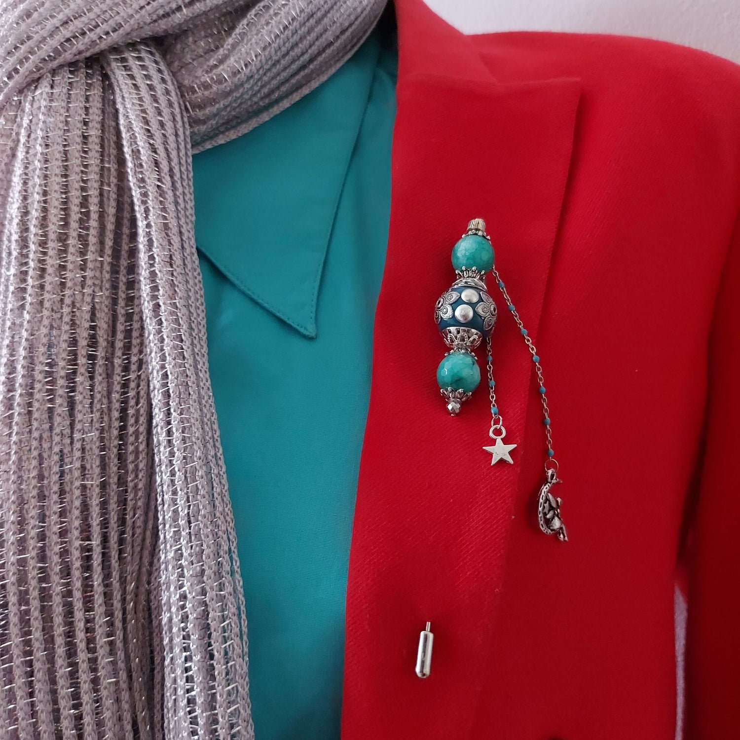 Boho Gemstone Boutonniere Pin