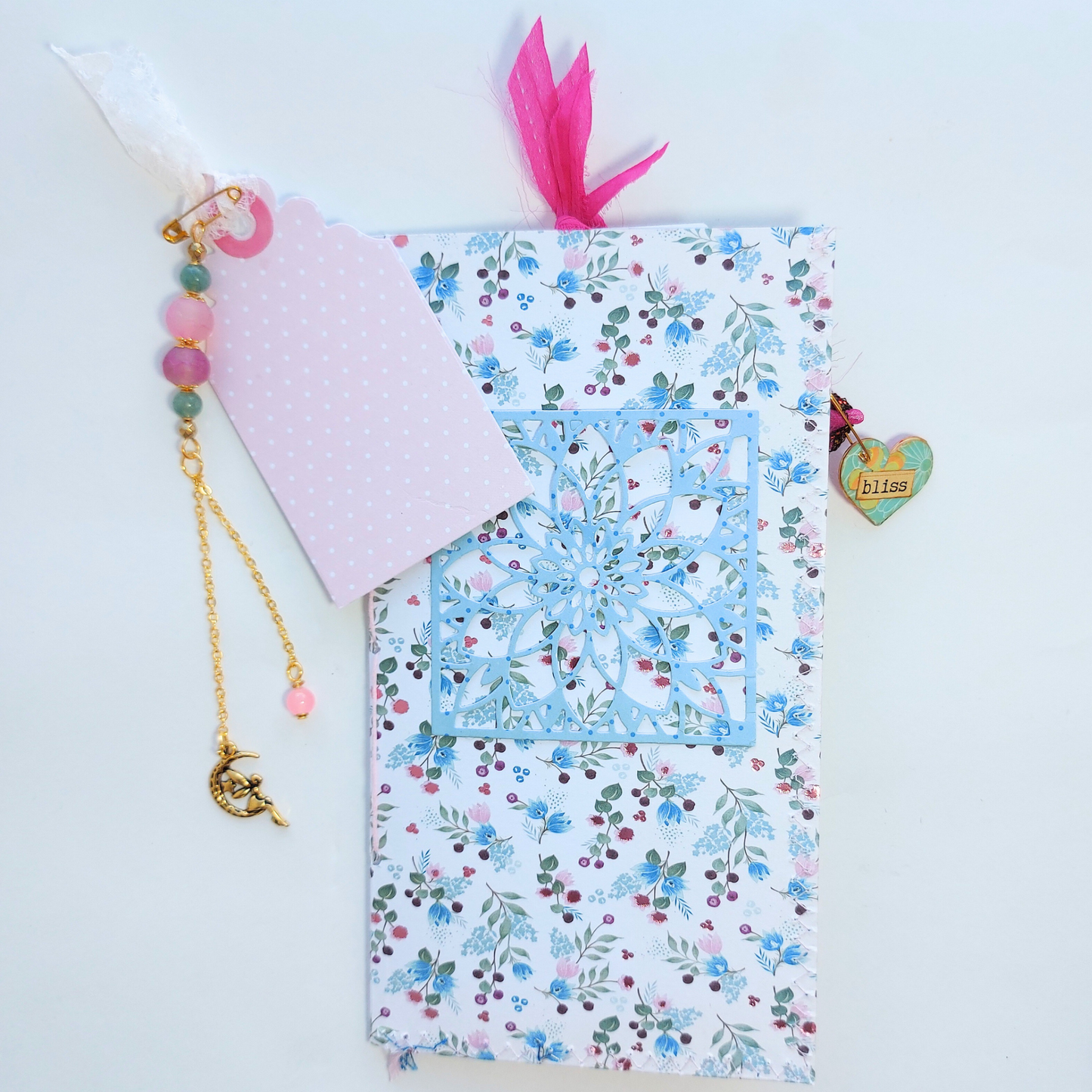 BLISS Gemstone Journal Set with Agate and Jade dangle