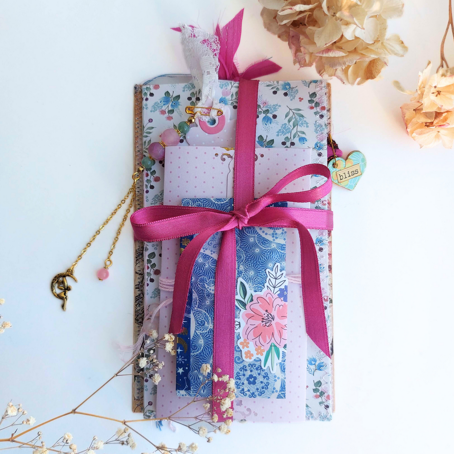 BLISS Gemstone Journal Set with Agate and Jade dangle