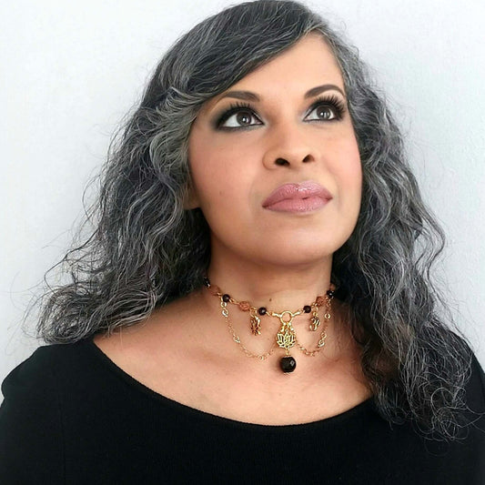 AKASHA Boho Collar Necklace with Sacred Rudraksha and Onyx