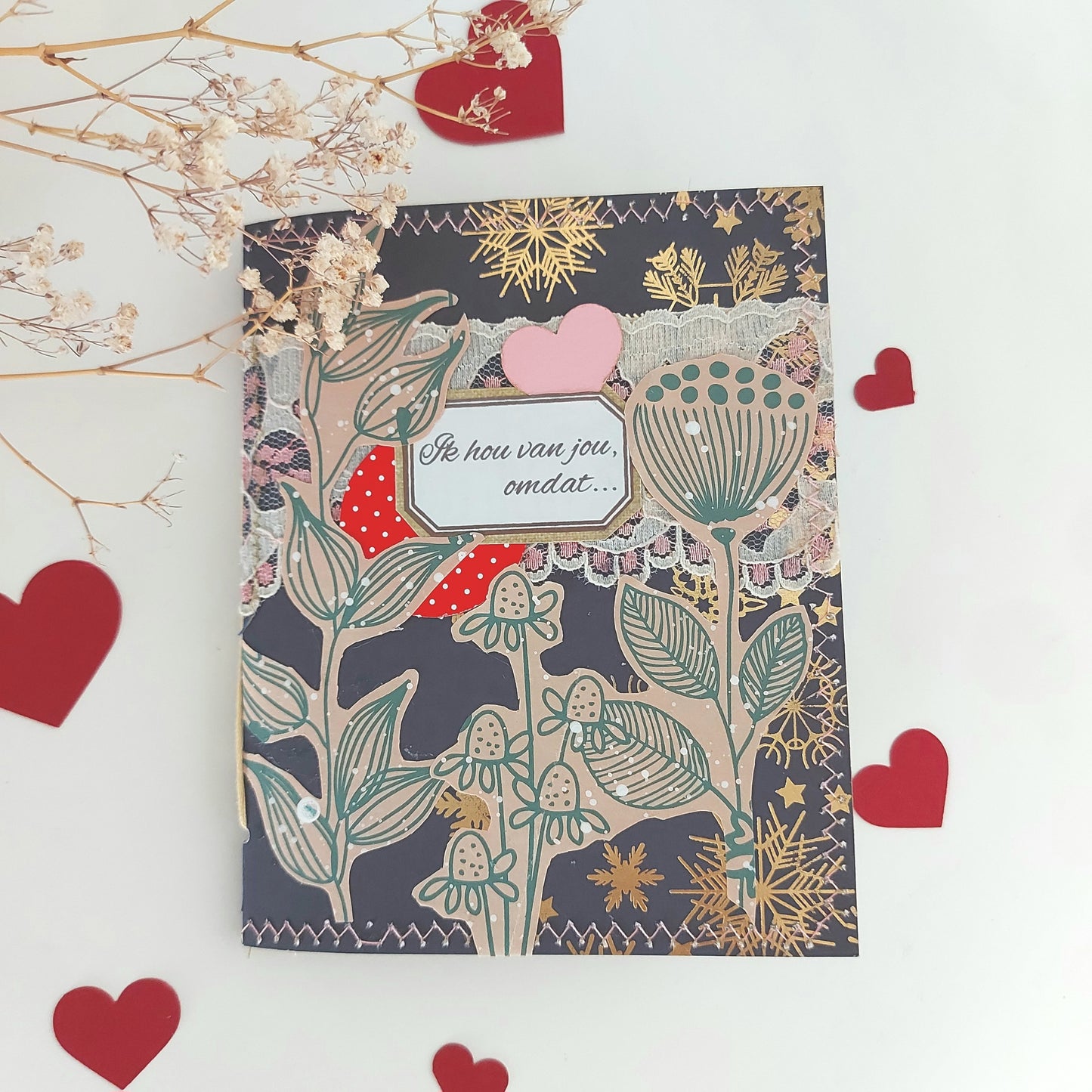 I LOVE YOU BECAUSE Junk Journal with dark blue and gold cover