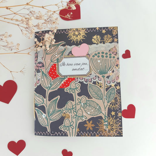 I LOVE YOU BECAUSE Junk Journal with dark blue and gold cover