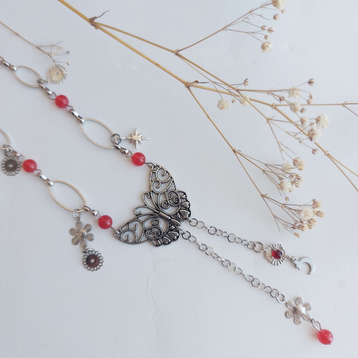 HAPPINESS BUTTERFLY Boho Necklace with Jade