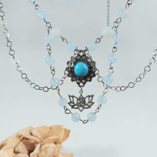SPIRIT OF CONNECTION Collar Necklace with Opalite and Howlite