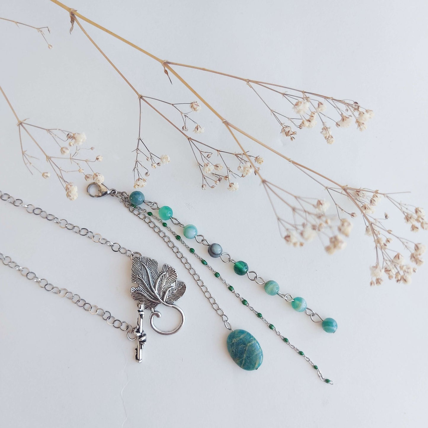 GRACIOUS HEART Boho Necklace with Amazonite and Agate