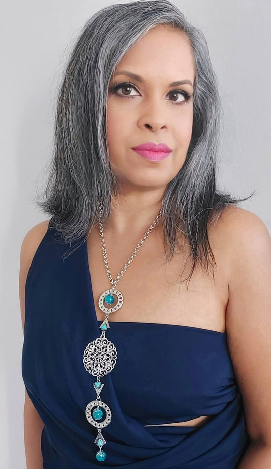 INFINITE BLISS VISHVANANDA Boho Necklace with blue Howlite and Agate