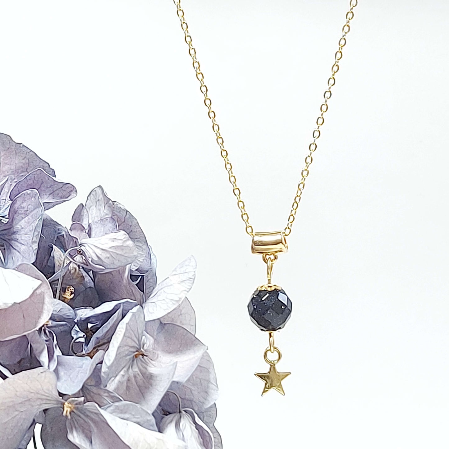 MIDNIGHT STAR Boho Necklace with dark blue Goldstone