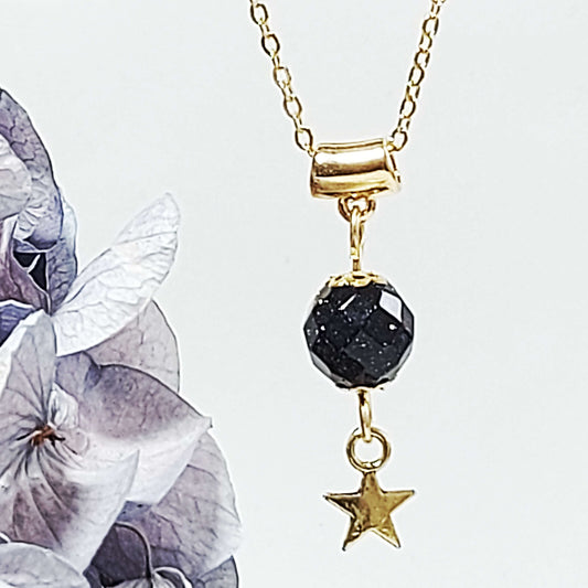 MIDNIGHT STAR Boho Necklace with dark blue Goldstone