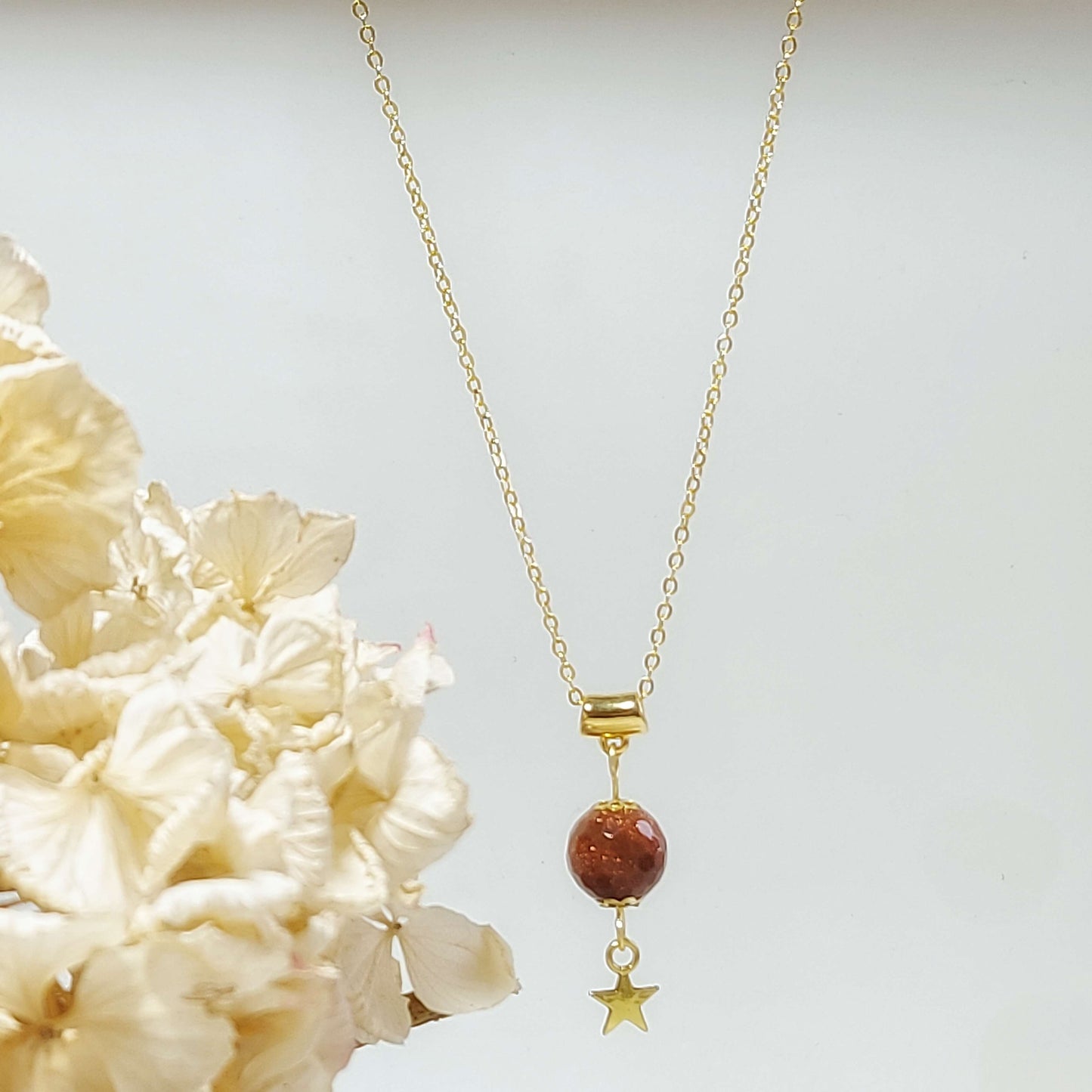 GOLD STAR Boho Necklace with Goldstone