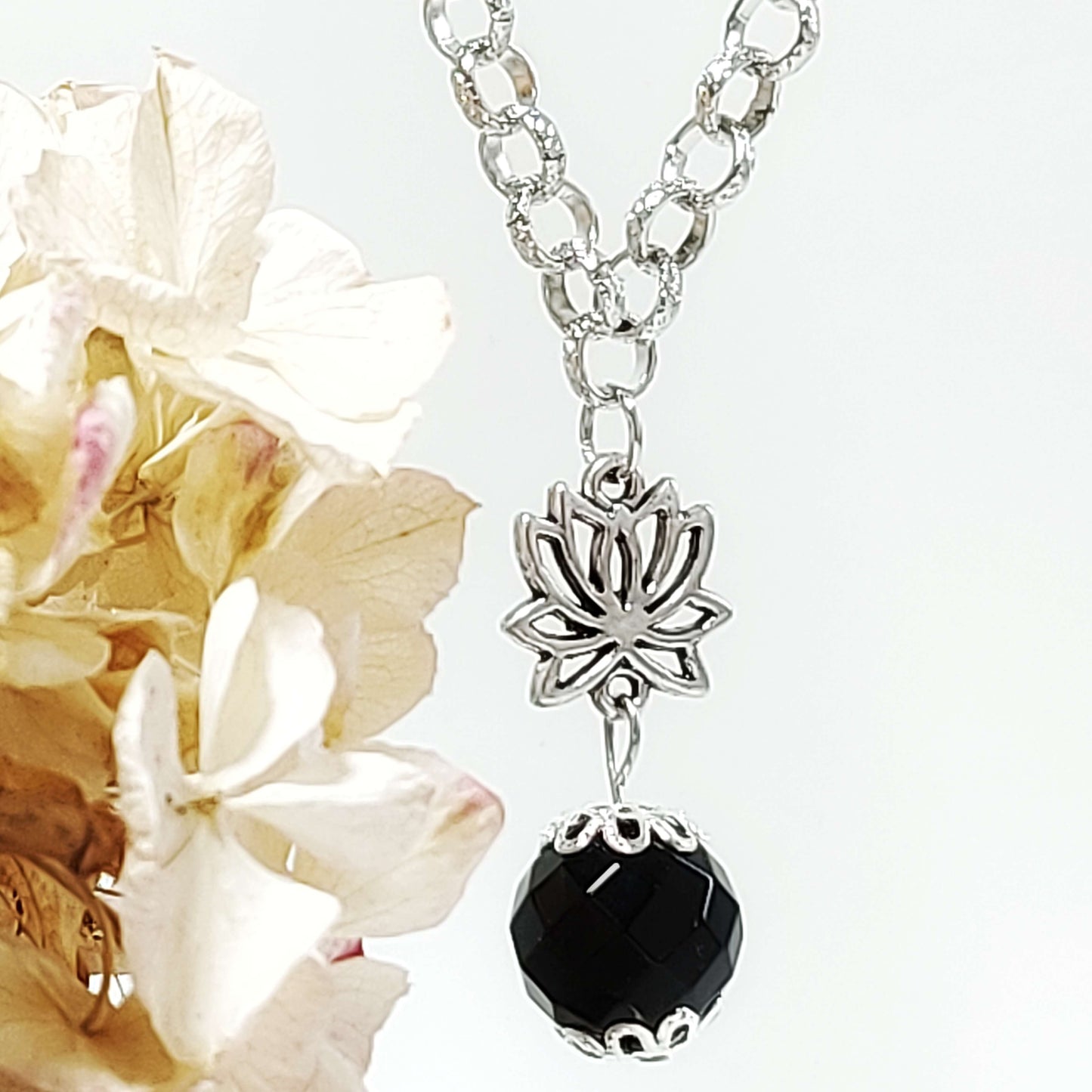 LOTUS MAGIC Boho Necklace with Onyx