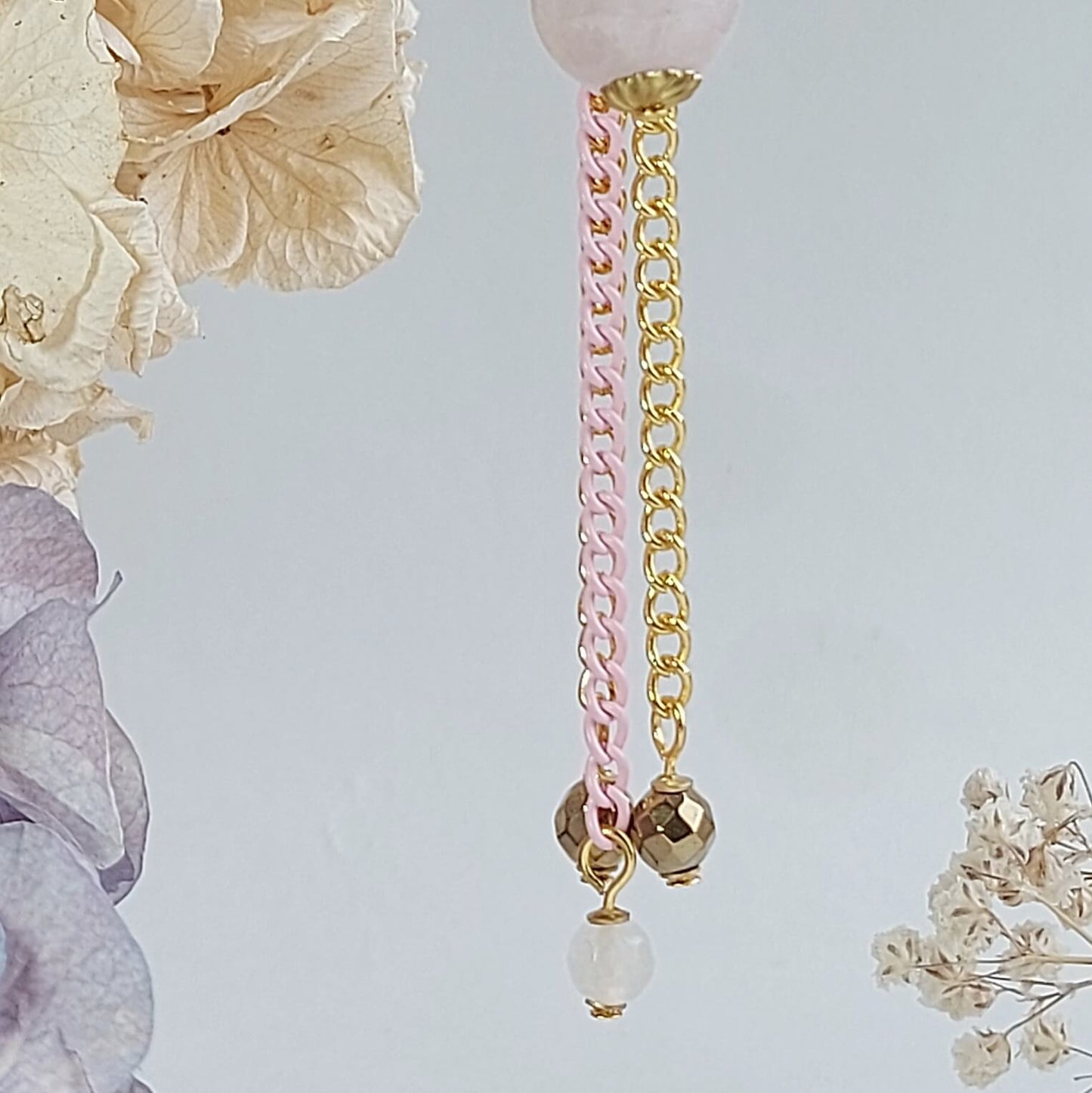 LOVE CONNECTION Boho Necklace with Rose Quartz and Hematite