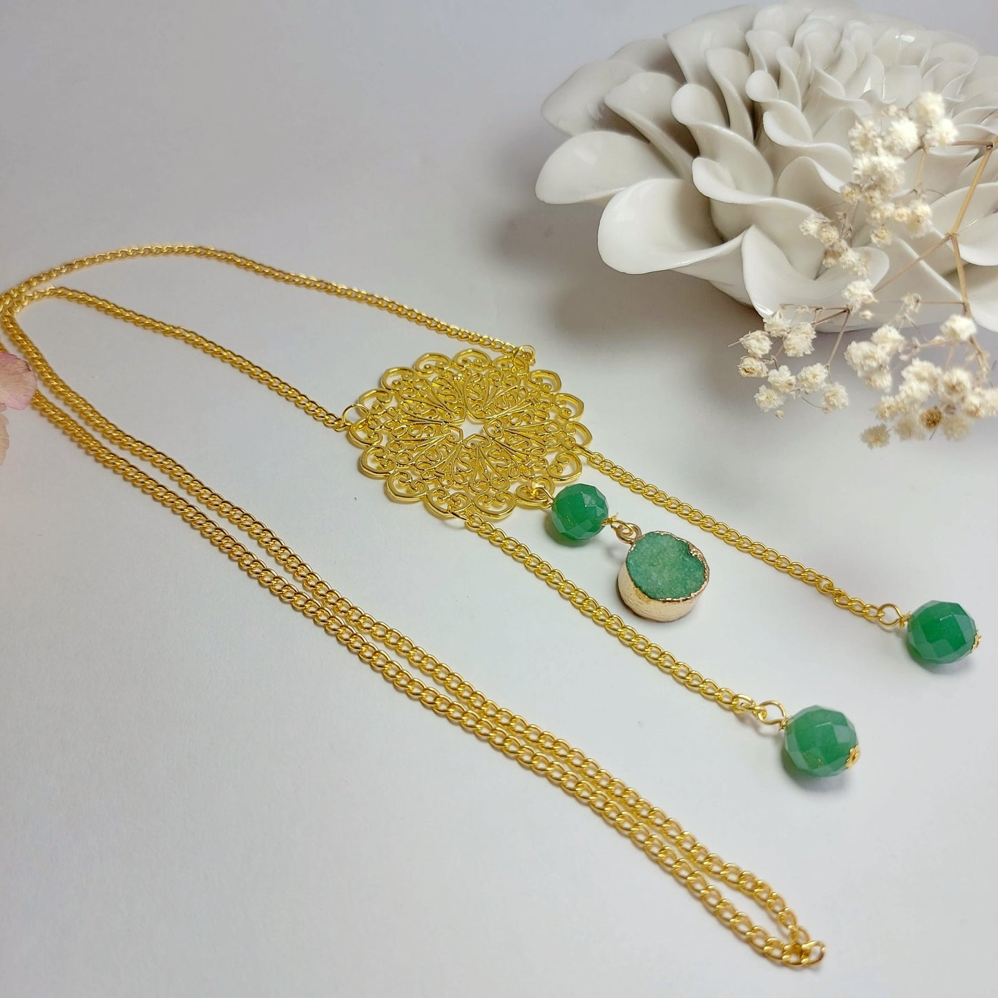 LUCKY VIBES Boho Necklace with Aventurine