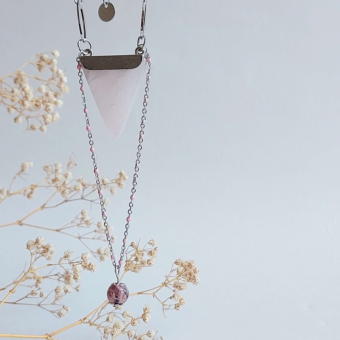 HIGHER LOVE Boho Necklace with Rose Quartz and Labradorite