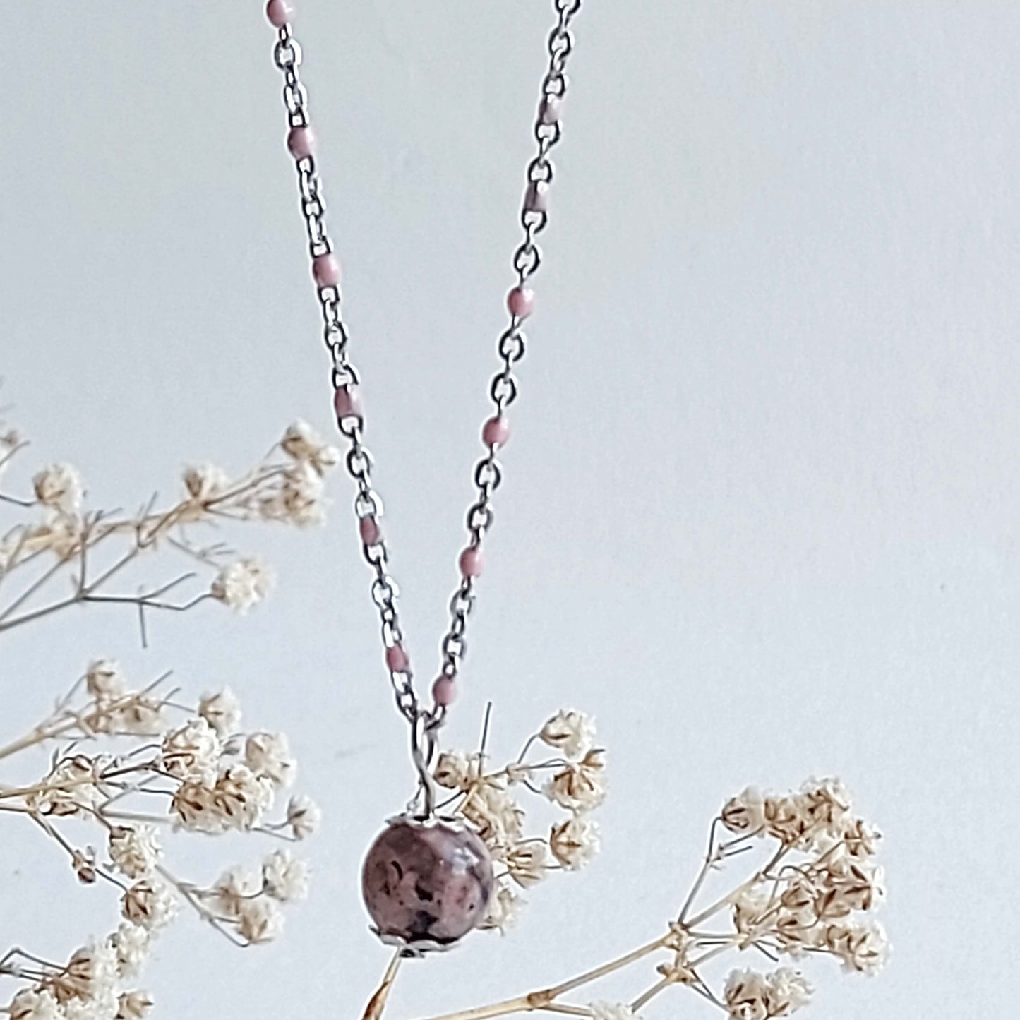 HIGHER LOVE Boho Necklace with Rose Quartz and Labradorite
