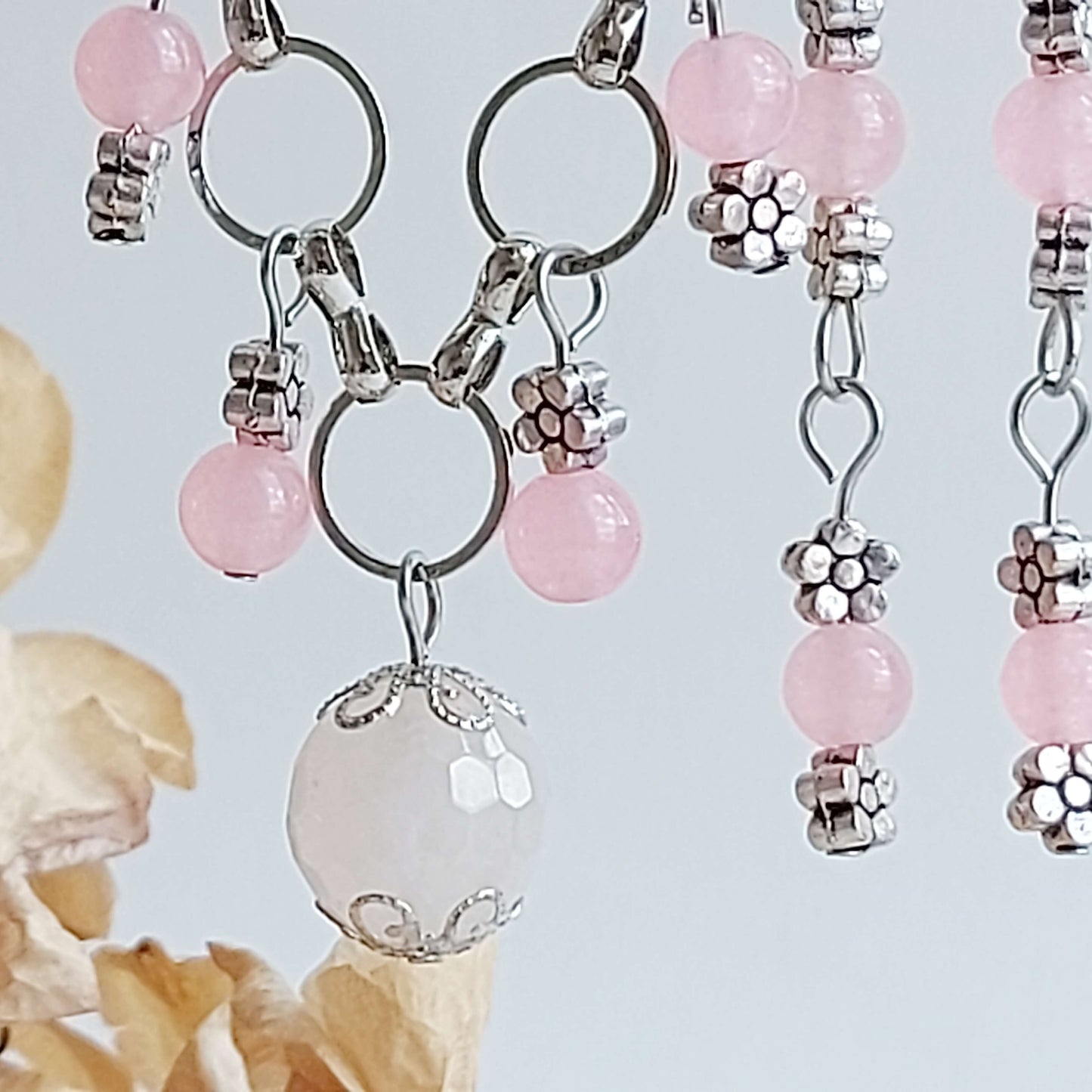 ONLY LOVE Boho set necklace and earrings with Rose Quartz
