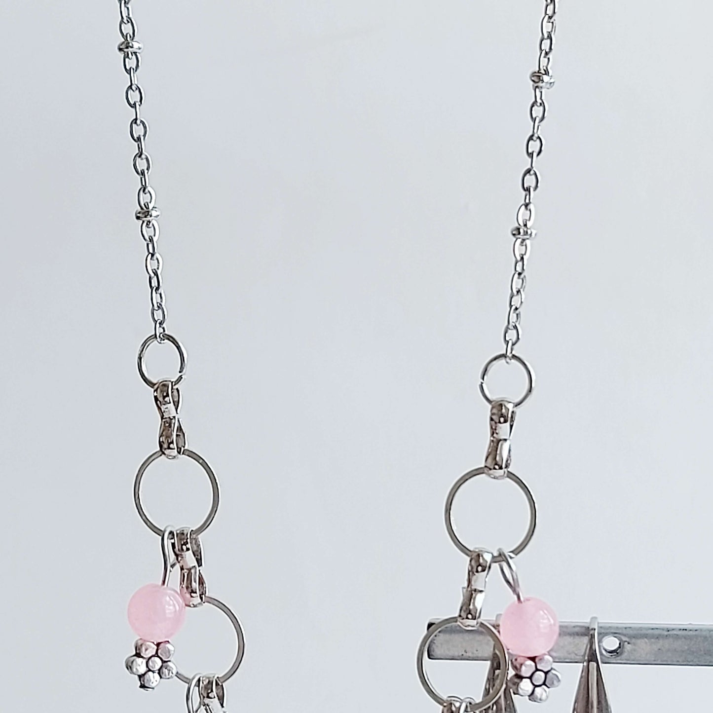 ONLY LOVE Boho set necklace and earrings with Rose Quartz