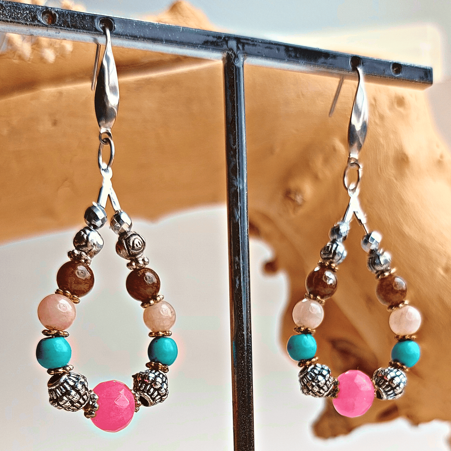 SWEET BALANCE Boho Earrings with Agate and Turquoise