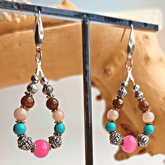 SWEET BALANCE Boho Earrings with Agate and Turquoise