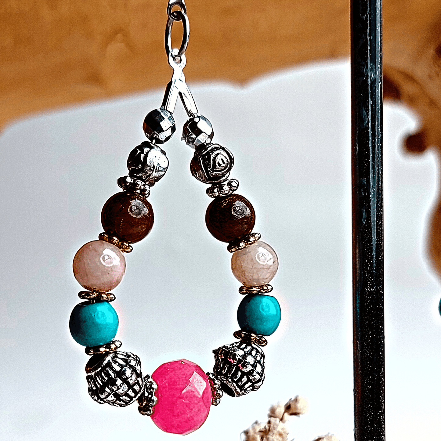 SWEET BALANCE Boho Earrings with Agate and Turquoise