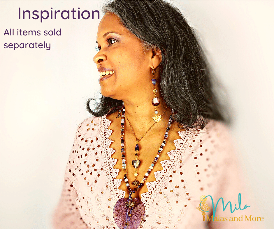 BRIGHT SPIRIT Short Mala Meditation Necklace with multi color faceted glass beads and Hematite